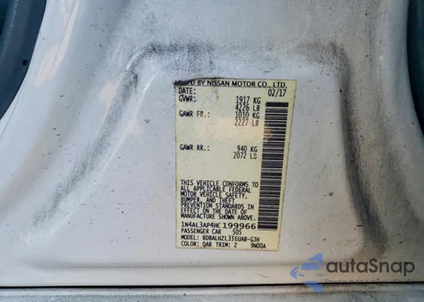 2017 Nissan Altima 2.5 z USA, uszkodzony, nr VIN 1N4AL3AP4HC199966